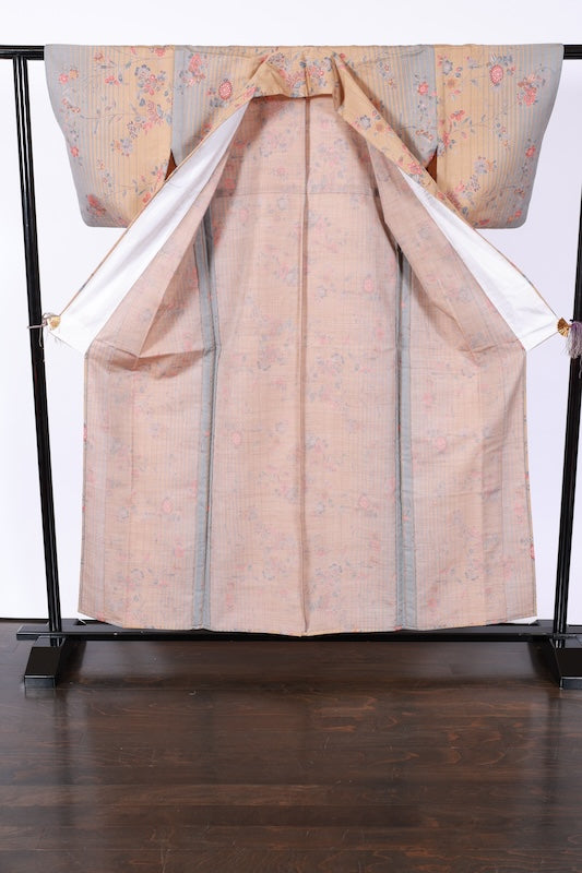 Japanese kimono used <Komon> L-size  silk wool /TT36