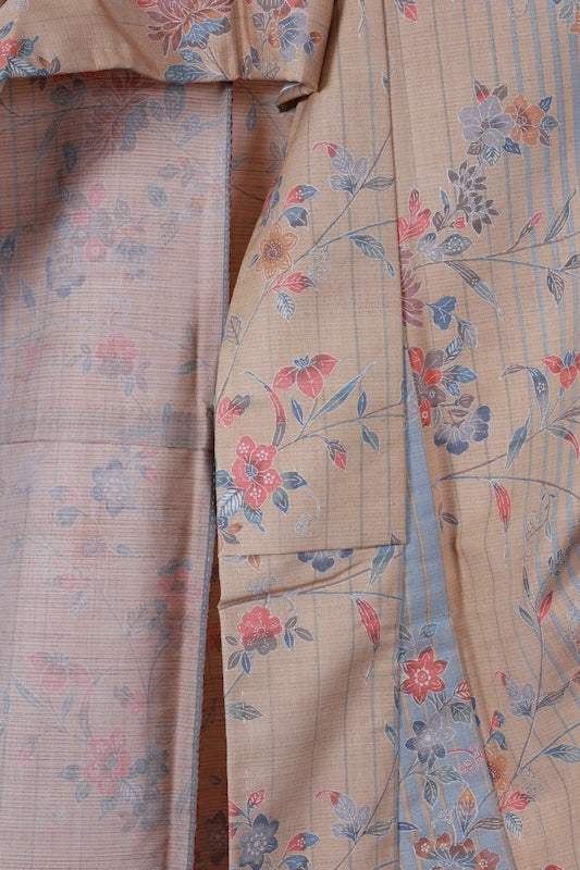Japanese kimono used <Komon> L-size  silk wool /TT36