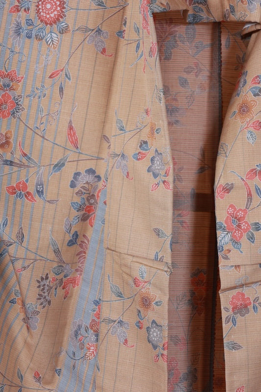 Japanese kimono used <Komon> L-size  silk wool /TT36