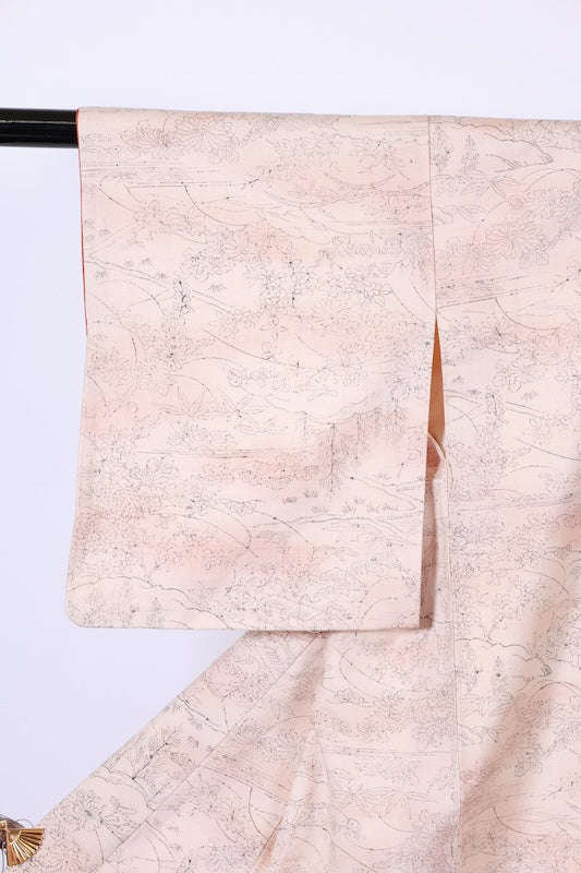 Japanese kimono used <tsumugi> S-size  silk 100% /TT35