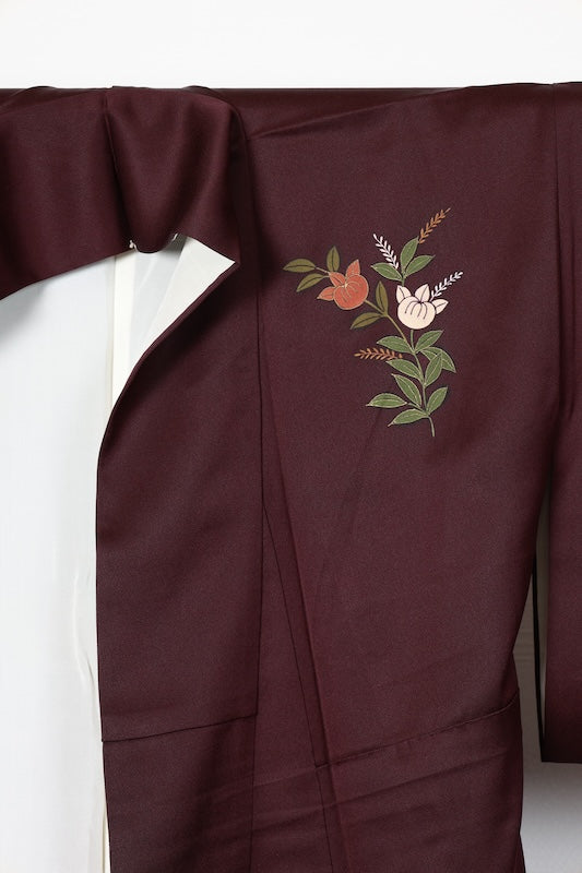 Japan used kimono, purple, green, brown, beige, white, mandarin orange, R160