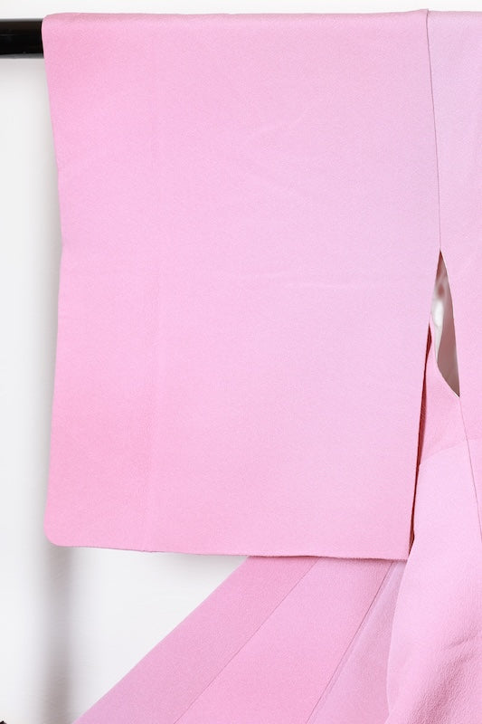 Japan used kimono fabric, pink and purple gradient, embroidered crest, Dakimiyoga, R156