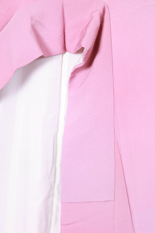 Japan used kimono fabric, pink and purple gradient, embroidered crest, Dakimiyoga, R156
