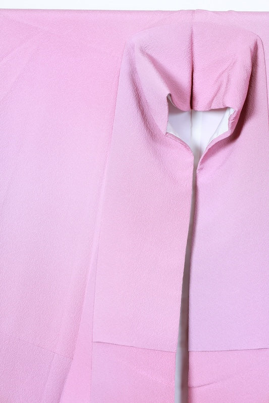 Japan used kimono fabric, pink and purple gradient, embroidered crest, Dakimiyoga, R156