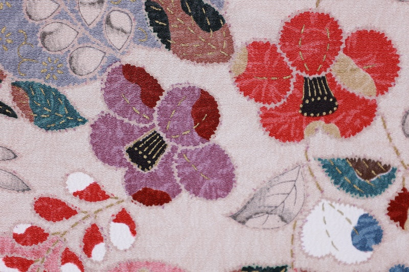 Japanese kimono used <Komon> L-size  silk 100% /B944