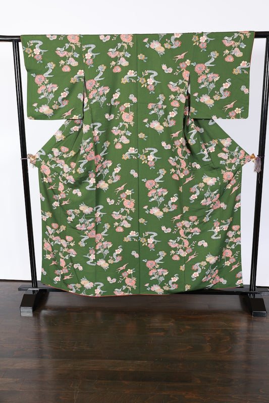 Japanese kimono used <Komon> L-size  silk 100% /B943