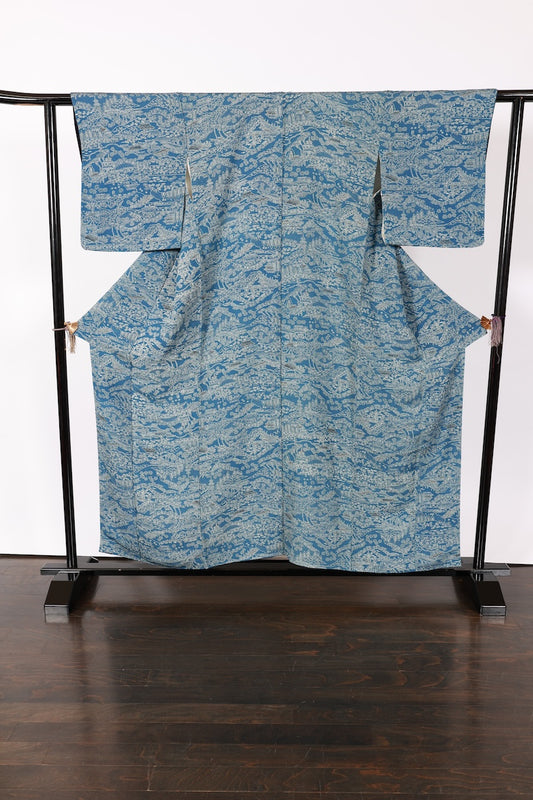 Japanese kimono used <Komon> M-size  silk 100% /B909