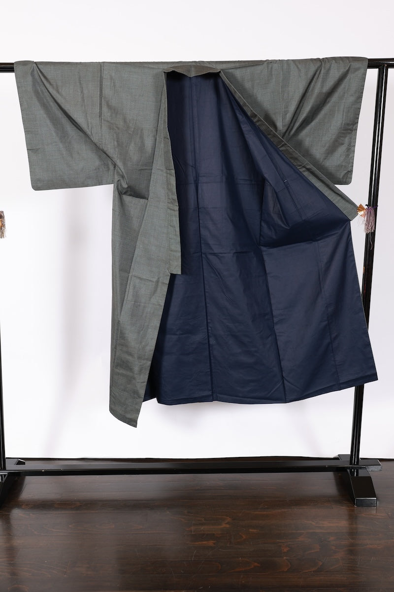 Japanese Men's kimono,haori 2piece set used  M-size  silk 100% /B914