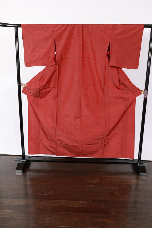 Japanese kimono used <Tsumugi> L-size  silk 100% /B940
