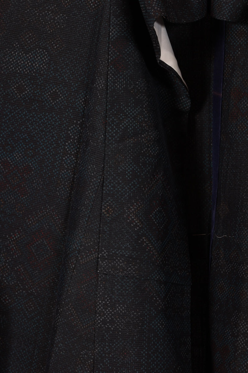 Japanese kimono used <Tsumugi> M-size  silk 100% /B910