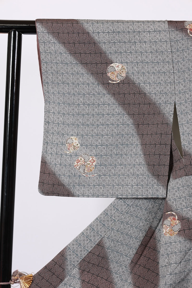 Japanese kimono used <Komon> S-size  silk 100% /B938