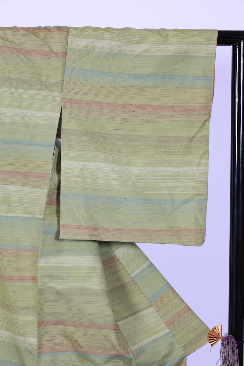 Japanese kimono used <Tsumugi> L-size  silk 100% /B917