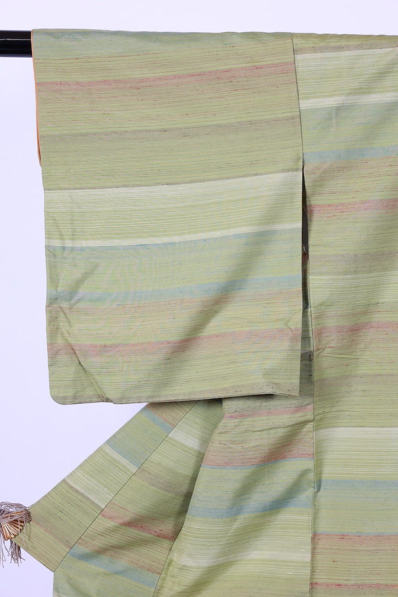 Japanese kimono used <Tsumugi> L-size  silk 100% /B917