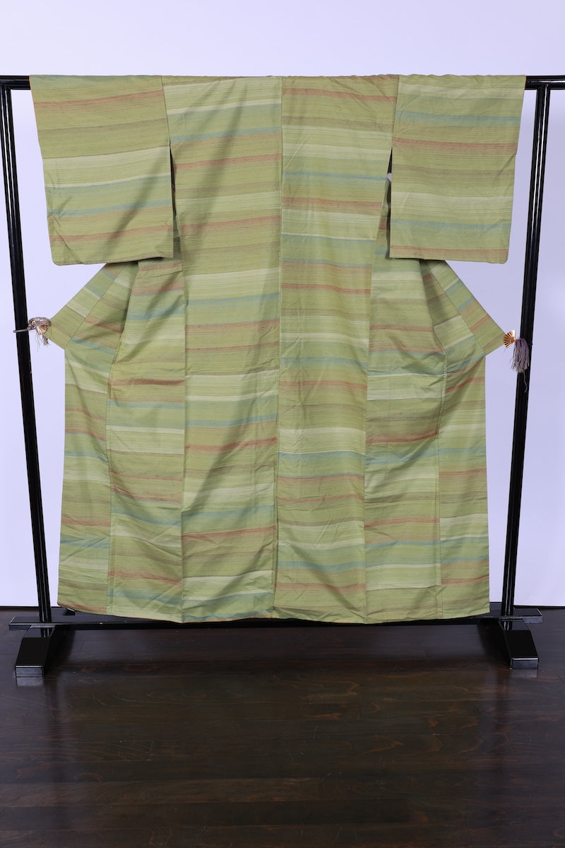 Japanese kimono used <Tsumugi> L-size  silk 100% /B917