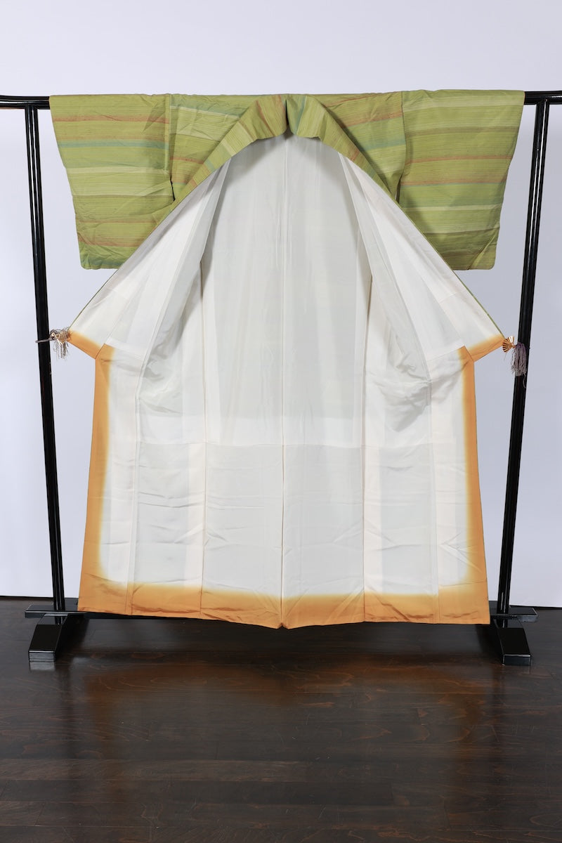 Japanese kimono used <Tsumugi> L-size  silk 100% /B917