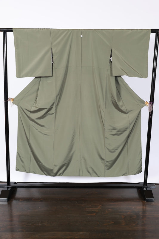 Japanese kimono used <tsumugi> M-size  silk 100% /B949