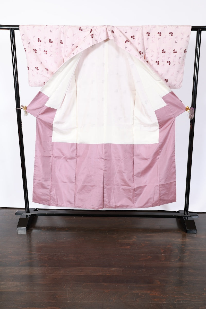Japanese kimono used <tsumugi> M-size  silk 100% /B925
