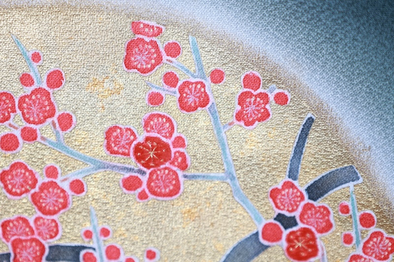 Michiyuki used coat, green, gold, coral red, gray, gold leaf, R193