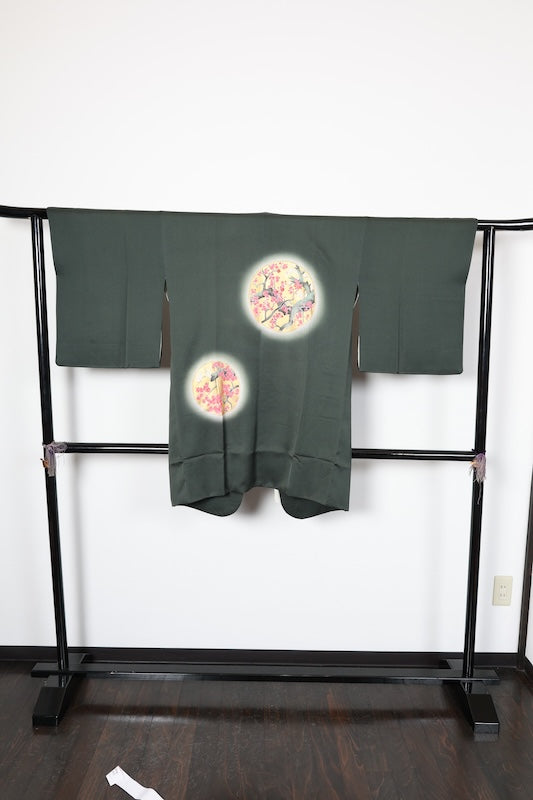 Michiyuki used coat, green, gold, coral red, gray, gold leaf, R193