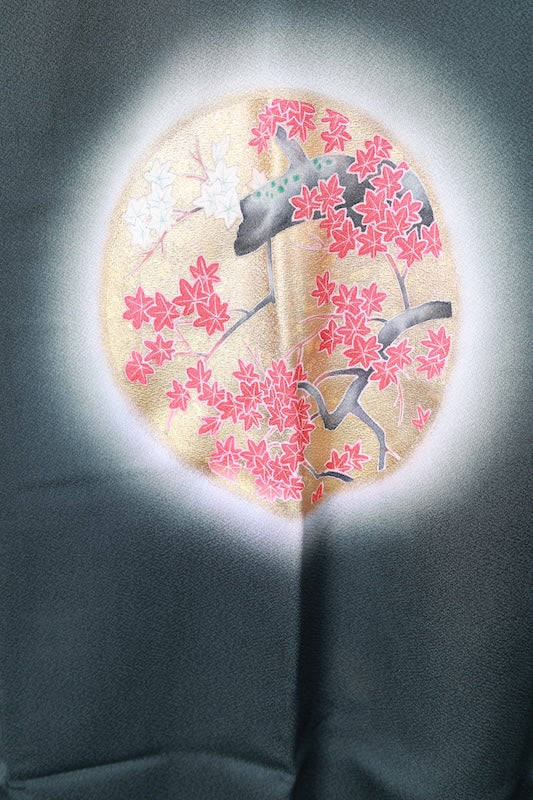 Michiyuki used coat, green, gold, coral red, gray, gold leaf, R193
