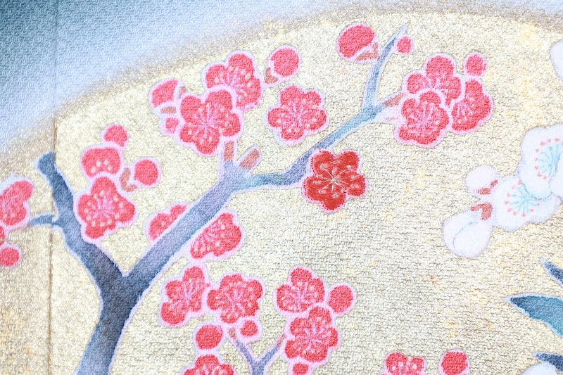 Michiyuki used coat, green, gold, coral red, gray, gold leaf, R193
