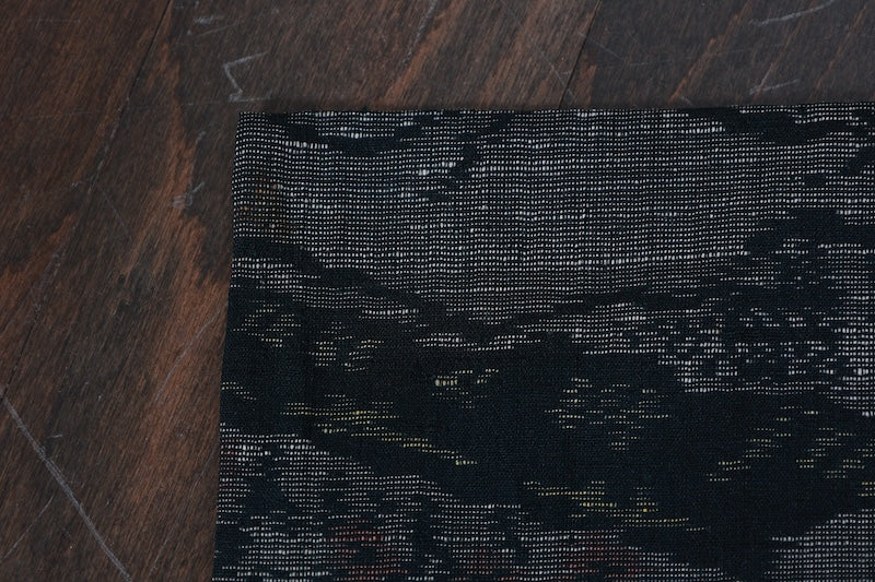 Tokamachi Tsumugi(Japan used kimono silk fabric), gray/ink black,  handwoven, R194