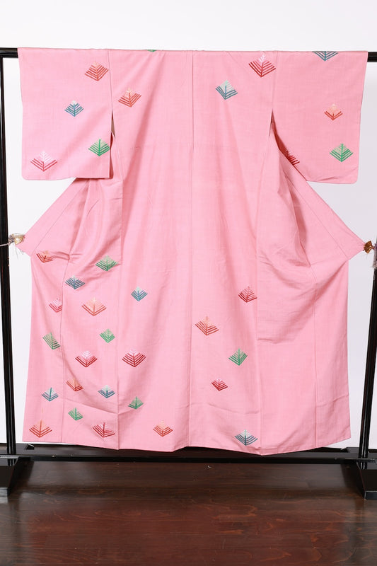 Japanese kimono used <tsukesage> M-size  silk 100% /B947