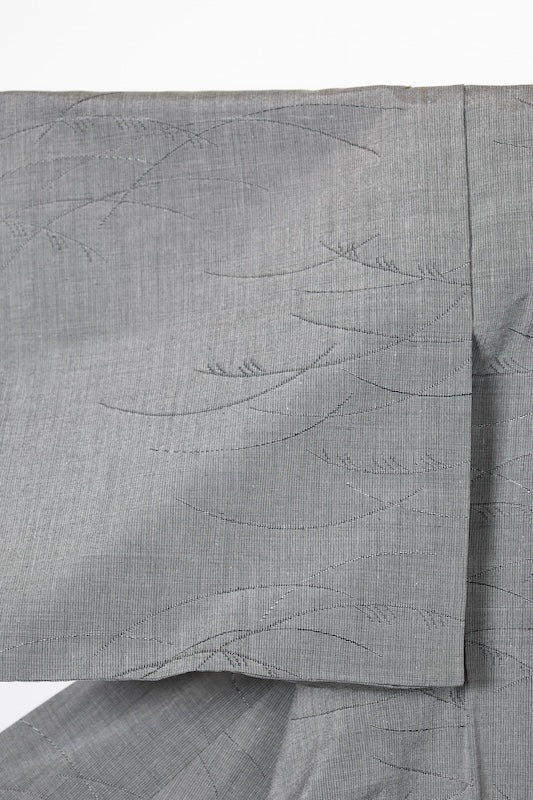 Tsumugi(Japan used kimono silk fabric), shades of gray, pampas grass pattern, R180