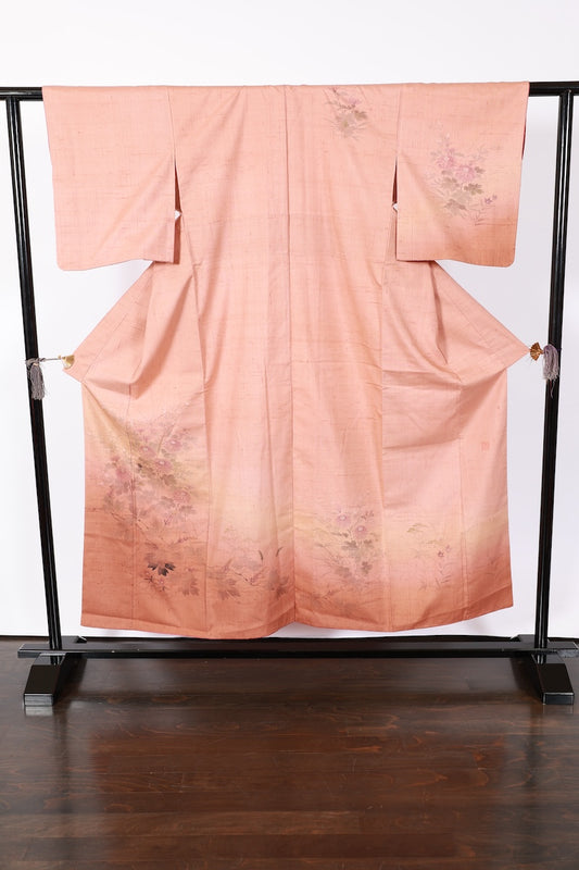 Japanese kimono used <houmongi> M-size  silk 100% /B929