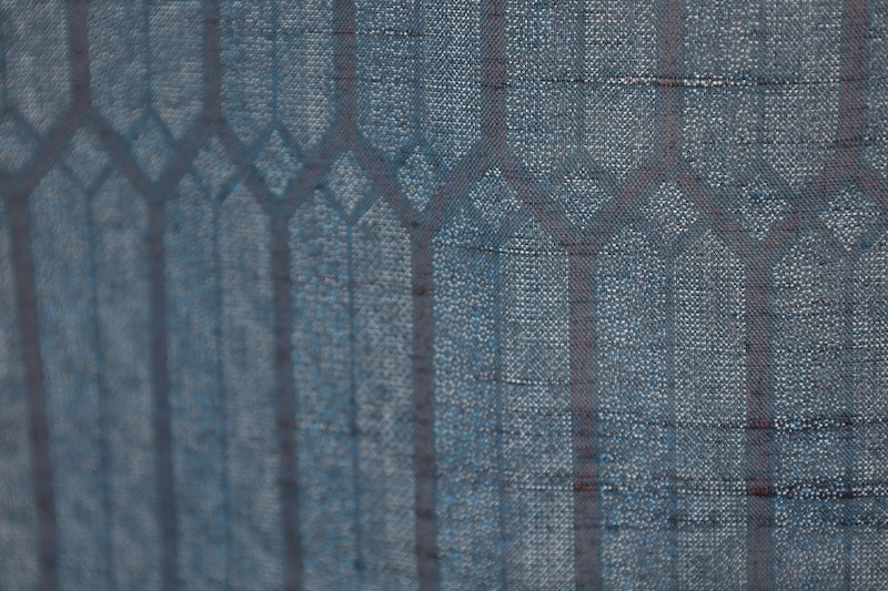 Summer used kimono, indigo blue, geometric pattern, R191