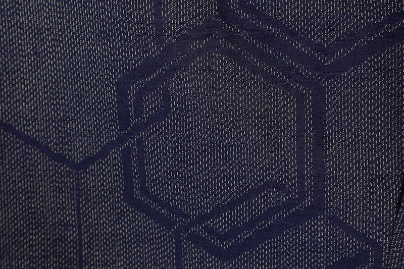 Tsumugi(Japan used kimono silk fabric), indigo, brown,  handwoven, R178