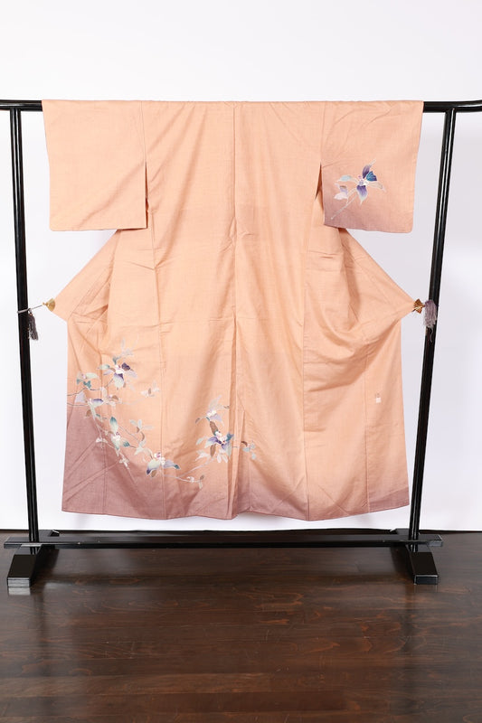 Japanese kimono used <Tsumugi> M-size  silk 100% /B920