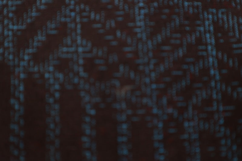 Tsumugi(Japan used kimono) silk fabric, shades of indigo, geometric pattern, hand-spun, R193