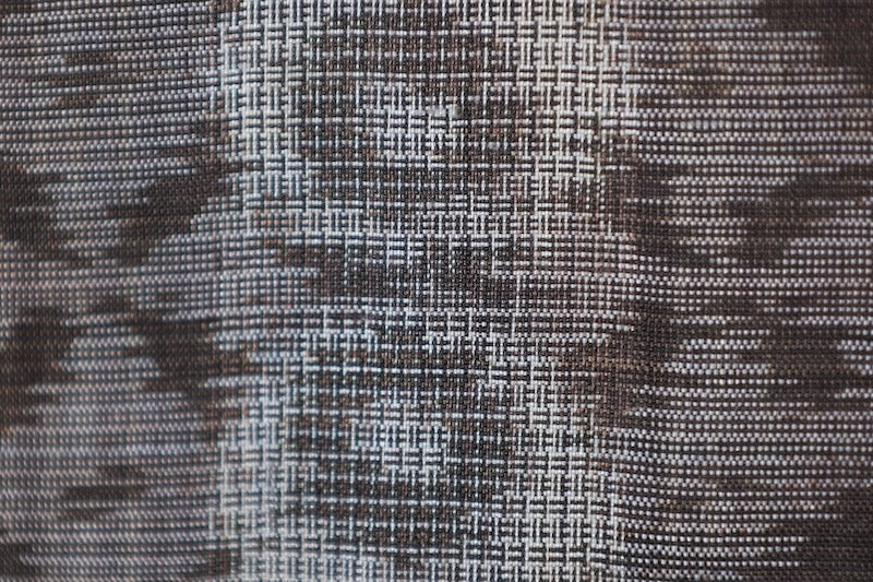 Summer Oshima Tsumugi used kimono silk fabric, gray, varying shades, Shippo pattern, horizontal ikat weave, handwoven, R209