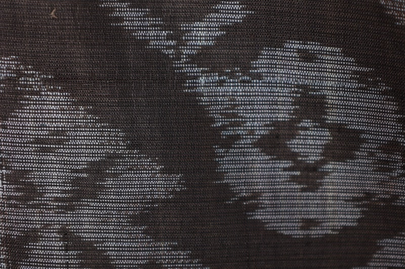 Summer Oshima Tsumugi used kimono silk fabric, gray, varying shades, Shippo pattern, horizontal ikat weave, handwoven, R209