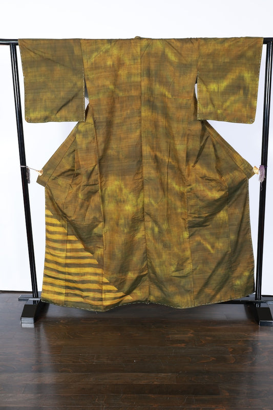 Japanese kimono Unused New <Tsumugi,Houmongi> L-size  silk 100% /B936