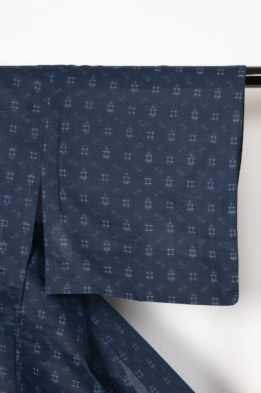 Summer Ryukyu Kasuri (Japan used kimono) fabric, indigo, blue, red, white, R189