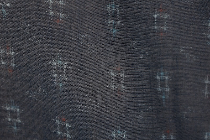 Summer Ryukyu Kasuri (Japan used kimono) fabric, indigo, blue, red, white, R189