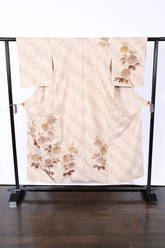 Japanese kimono used <houmongi> M-size  silk 100% /B935
