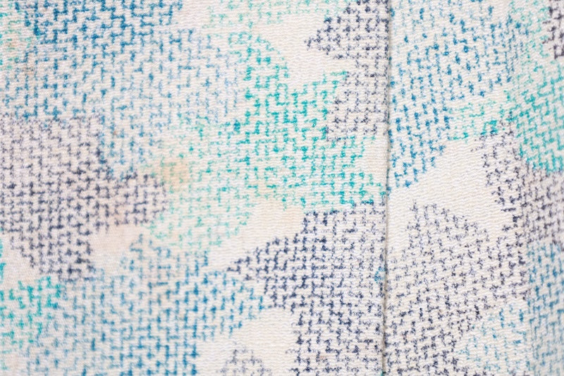Tsumugi(Japan used kimono silk fabric), beige, light blue, indigo, purple, floral pattern, R192