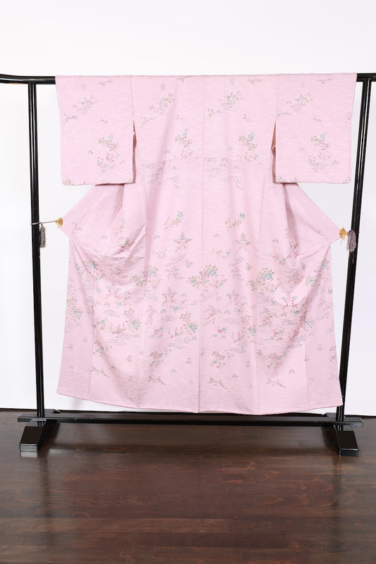 Japanese kimono used <Komon> M-size  silk 100% /B979