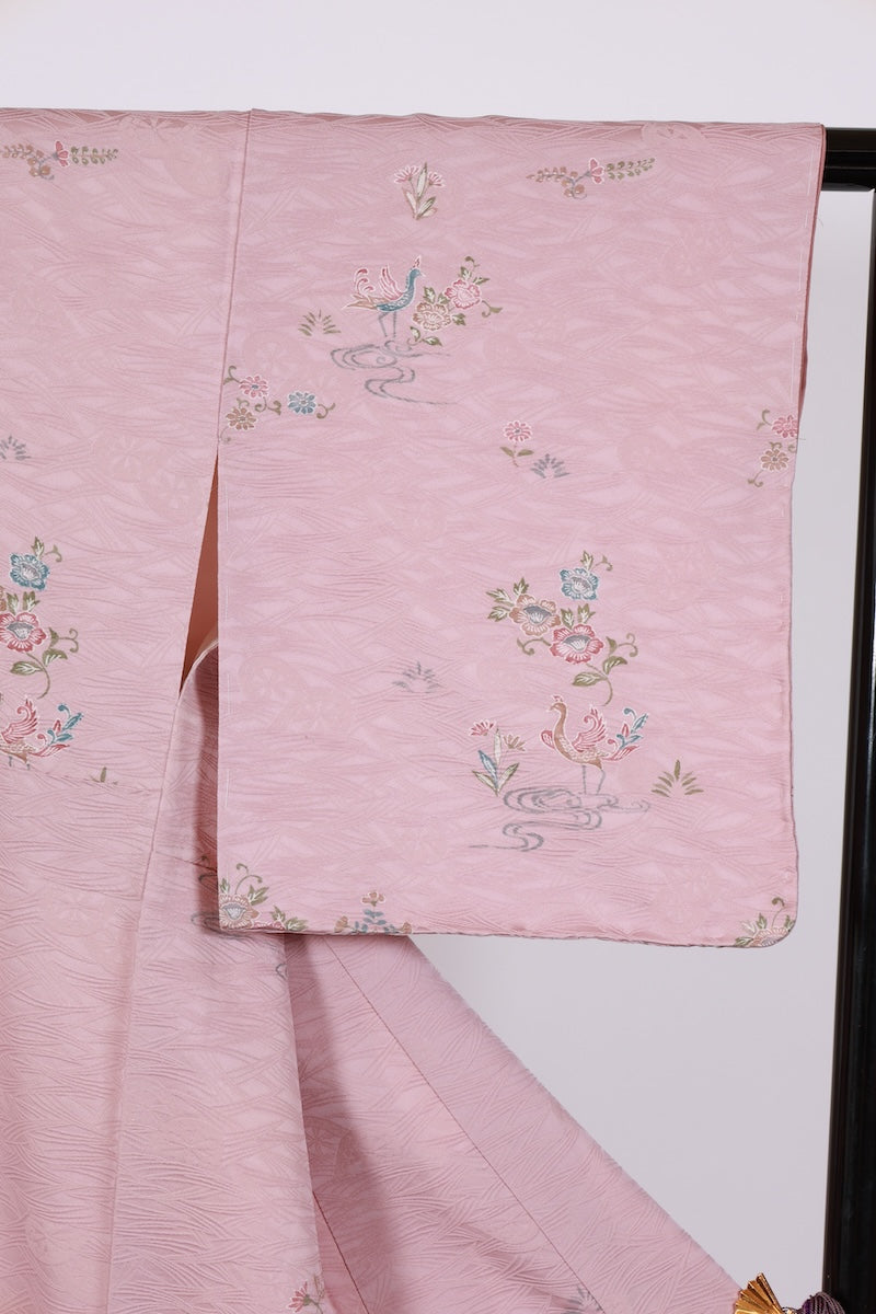 Japanese kimono used <Komon> M-size  silk 100% /B979