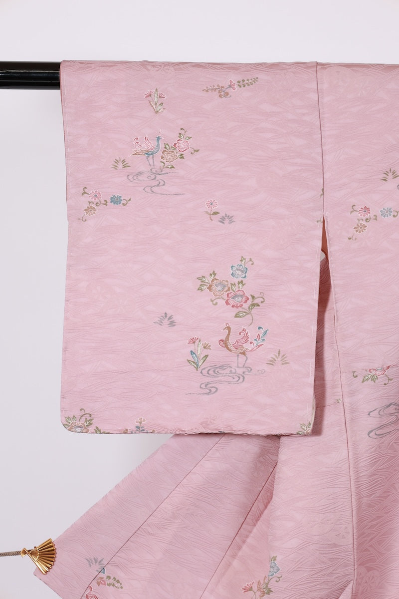 Japanese kimono used <Komon> M-size  silk 100% /B979