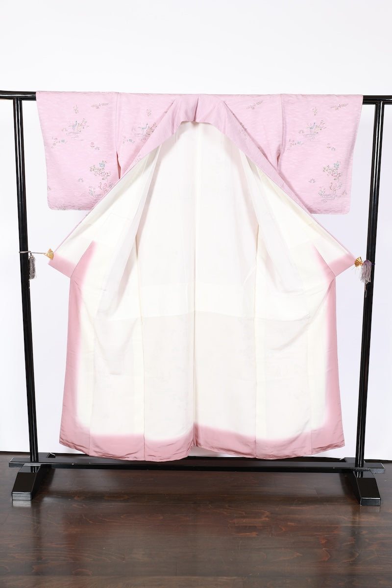 Japanese kimono used <Komon> M-size  silk 100% /B979