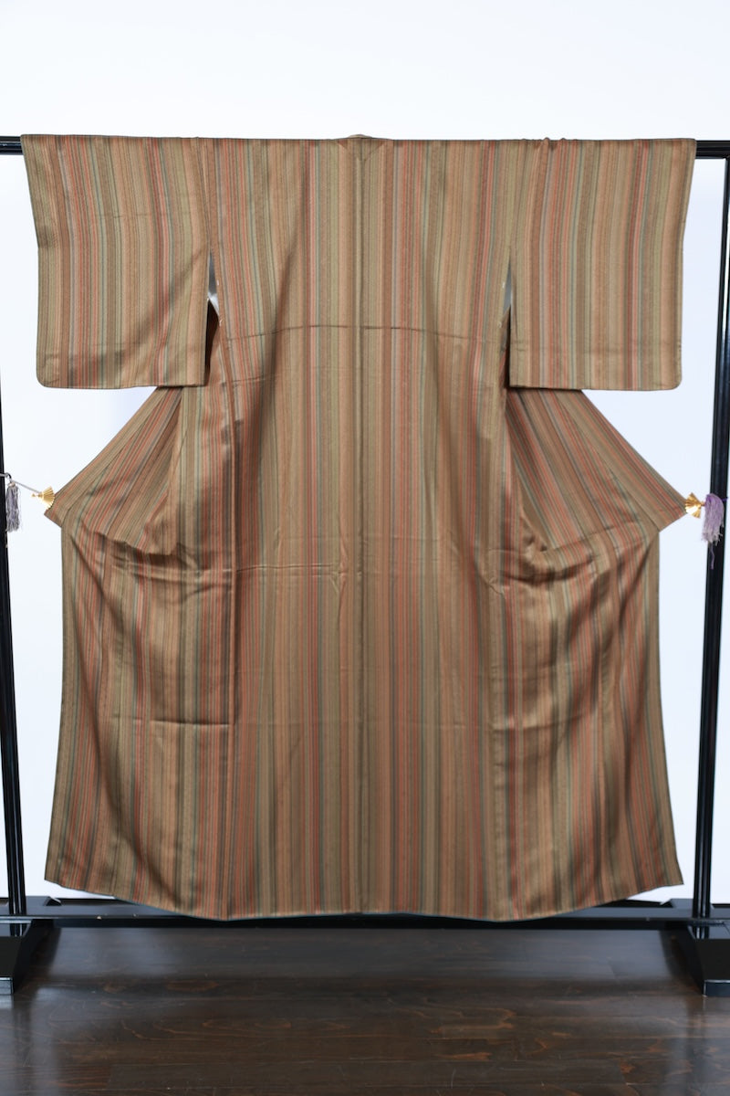 Japanese kimono used <Komon> L-size  silk 100% /B978
