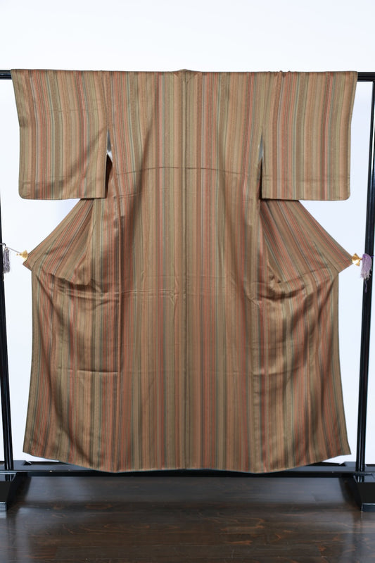 Japanese kimono used <Komon> L-size  silk 100% /B978