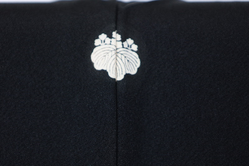 Black formal used kimono (Kurotomesode) - Gold, Silver, Coral, Red, Green, Purple, Gray  Waves - Hanai Yukiko - R205