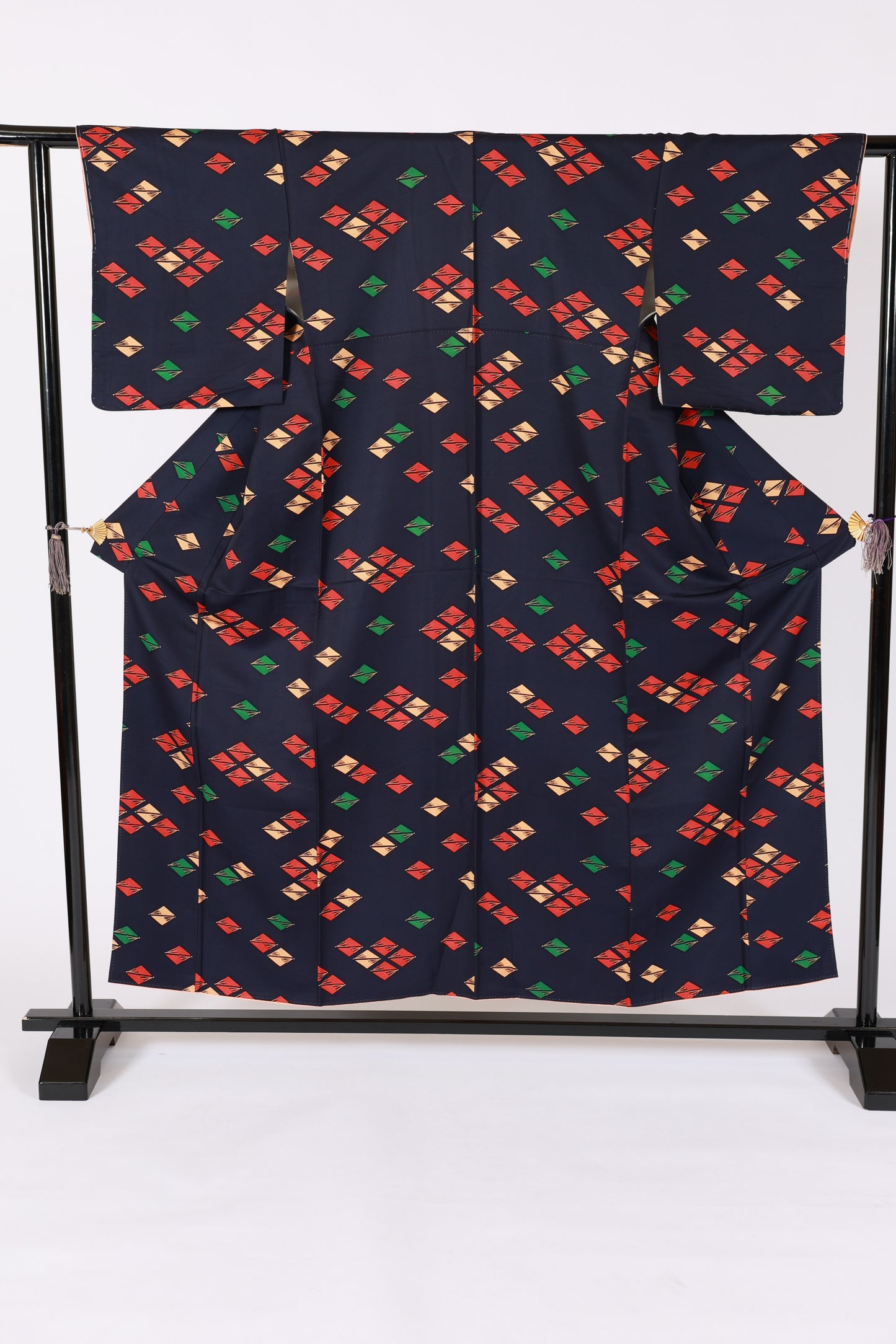 Japanese kimono New <komon> L-size  silk 100% /B1465