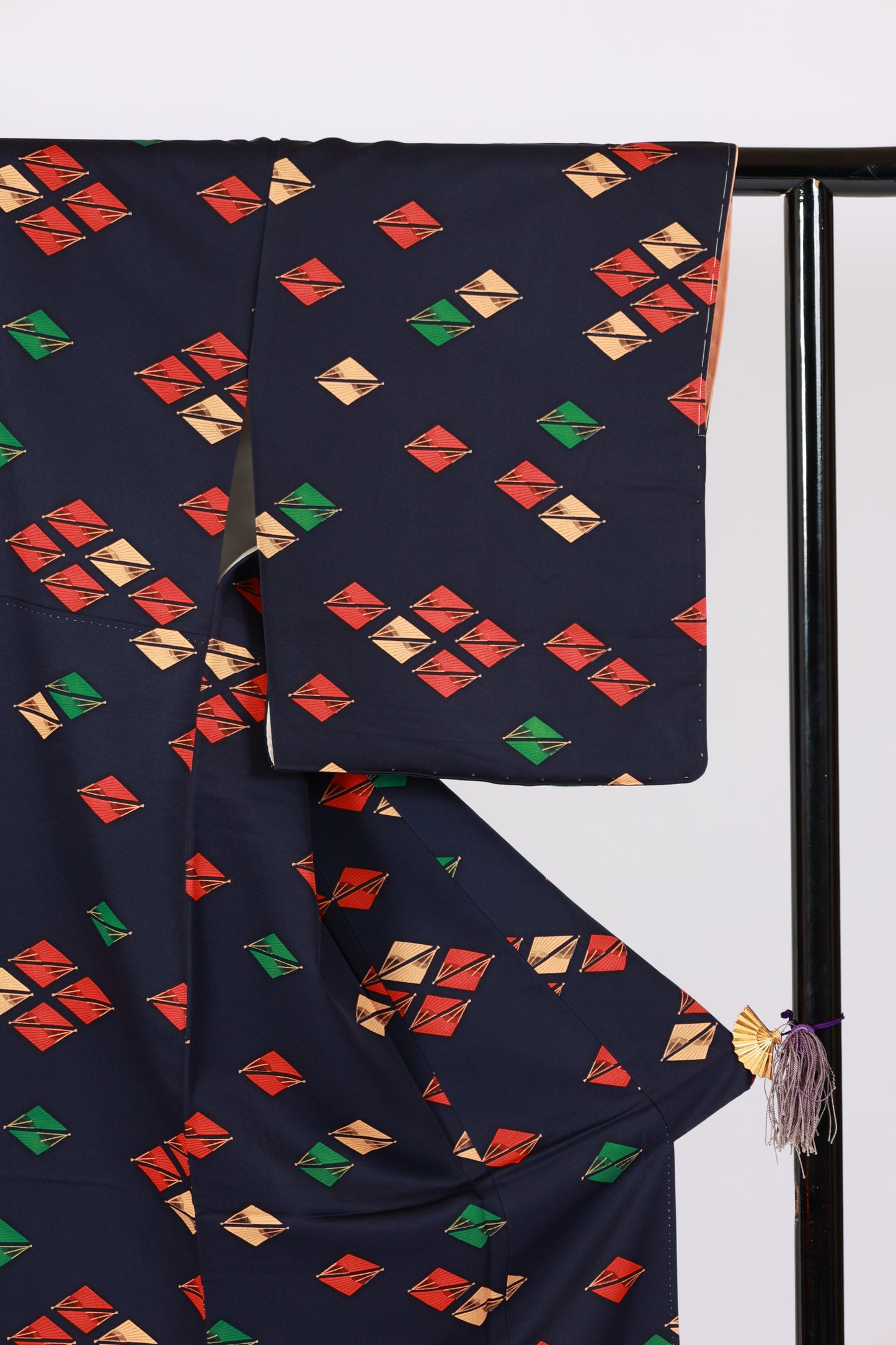 Japanese kimono New <komon> L-size  silk 100% /B1465