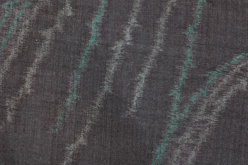 Japan used kimono Yuki Tsumugi silk fabric, shades of gray and green,  R208